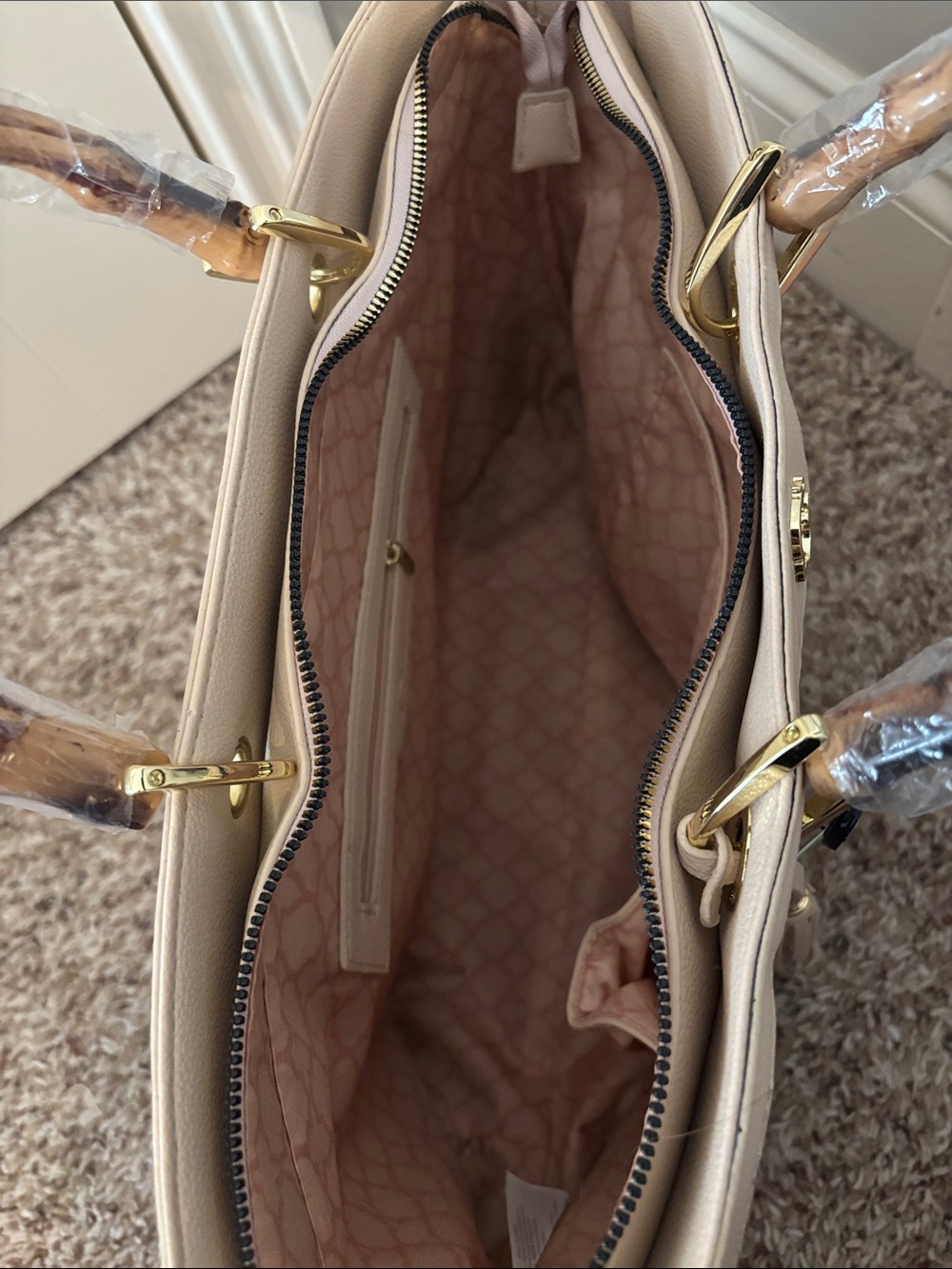 C. Wonder Beige Woven Tote with Tassel - Picture 7 of 9